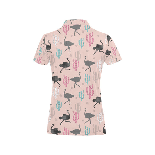 Ostrich Pattern Print Design 03 Women's Polo Shirt