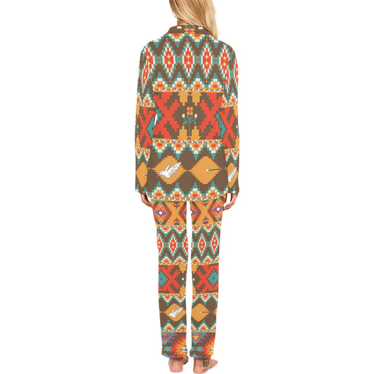 Native Pattern Print Design A01 Women's Long Pajama Set