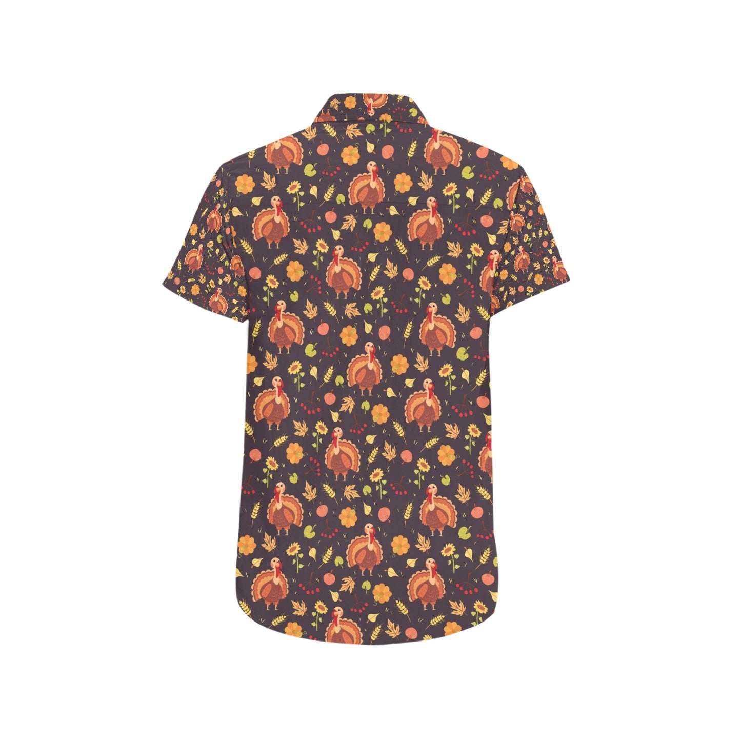 Thanksgiving Print Design LKS305 Men Short Sleeve Button Up Shirt