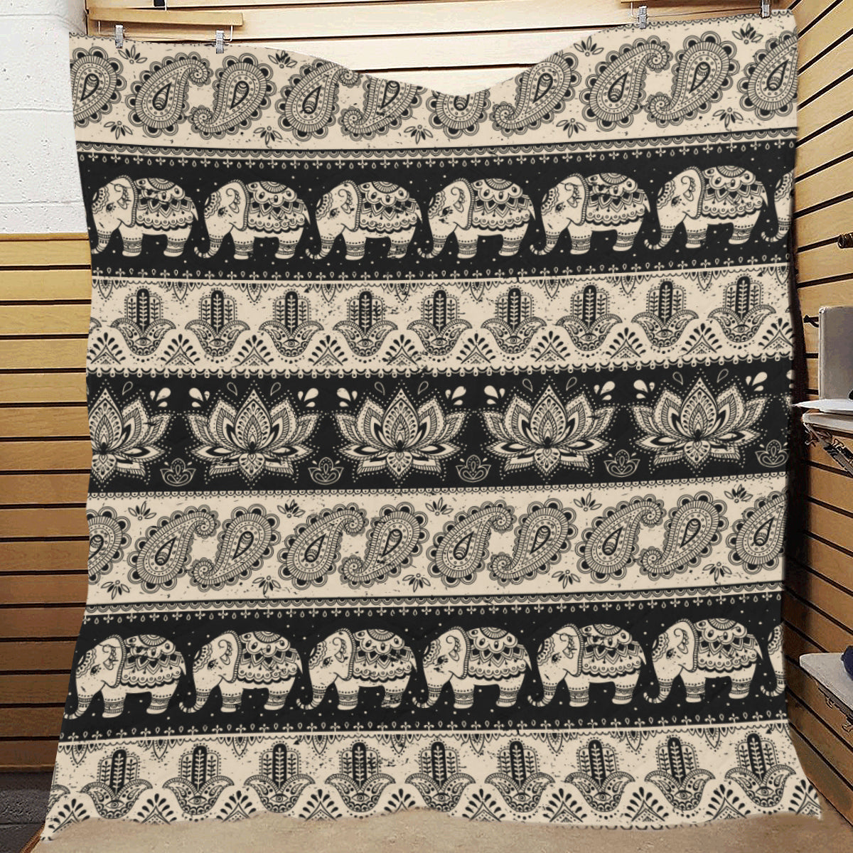 Elephant Hansa Lotus Pattern Premium Quilt