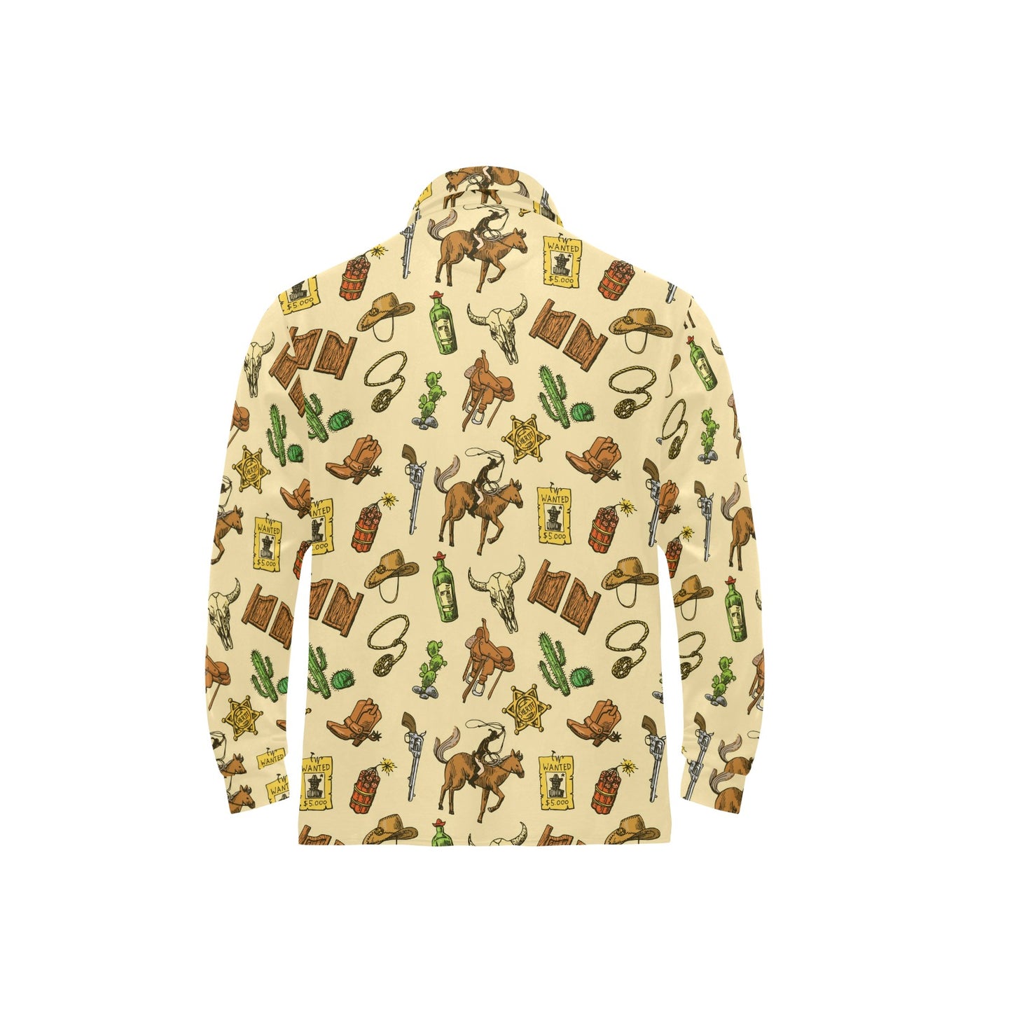 Cowboy Pattern Print Design 04 Long Sleeve Polo Shirt For Men's