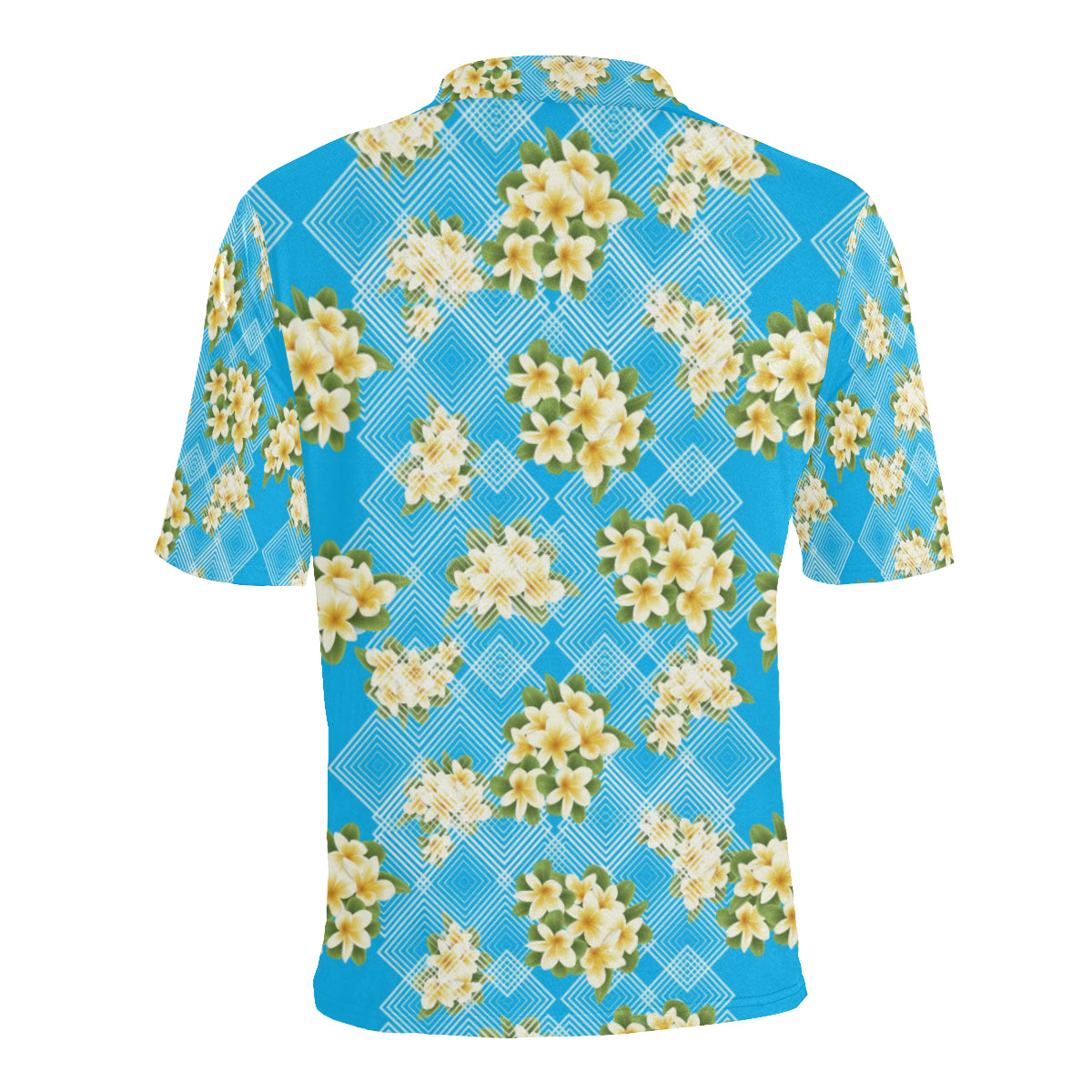 Yellow Plumeria Design Print Pattern Men Polo Shirt