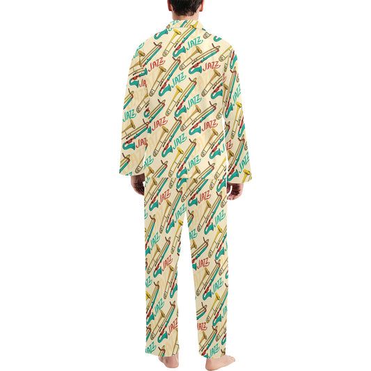 Trombone Pattern Print Design 03 Men's Long Pajama Set