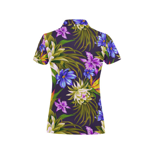 Water Lily Pattern Print Design WL08 Women's Polo Shirt
