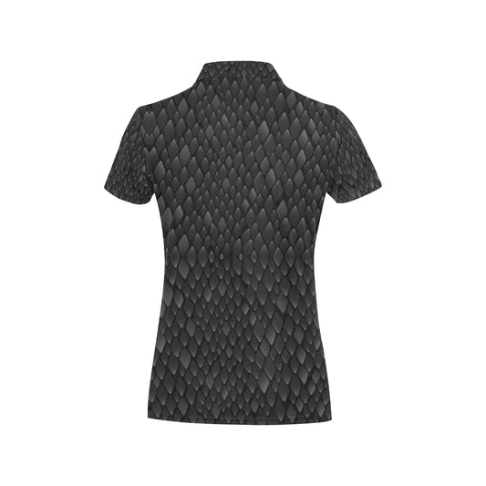 Snake Skin Black Print Women's Polo Shirt