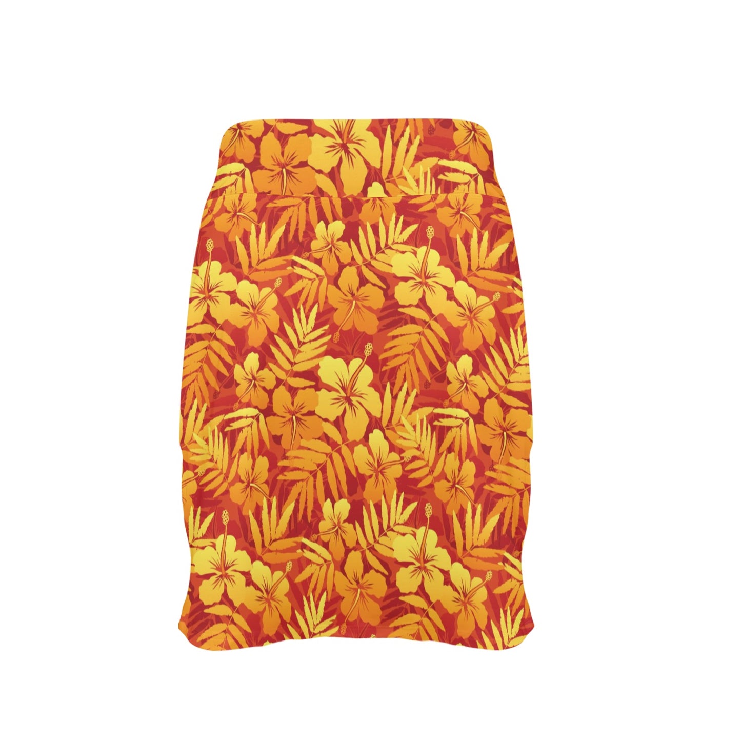 Hibiscus Summer Print Design LKS302 Women's Golf Skirt with Pocket