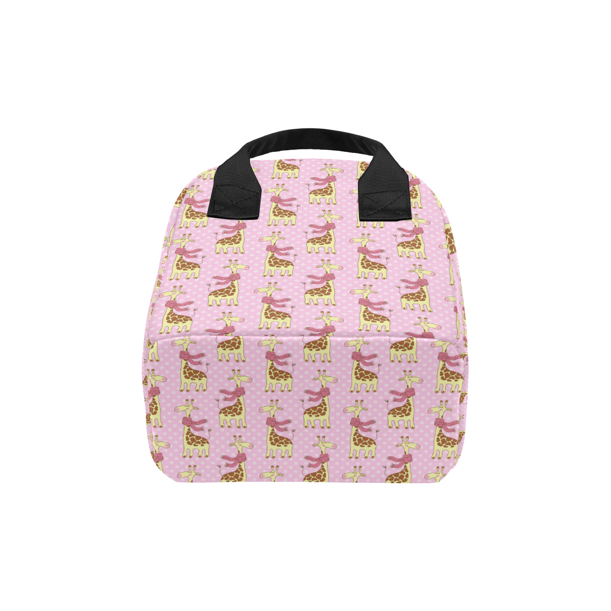 Giraffe Cute Pink Polka Dot Print Insulated Lunch Bag