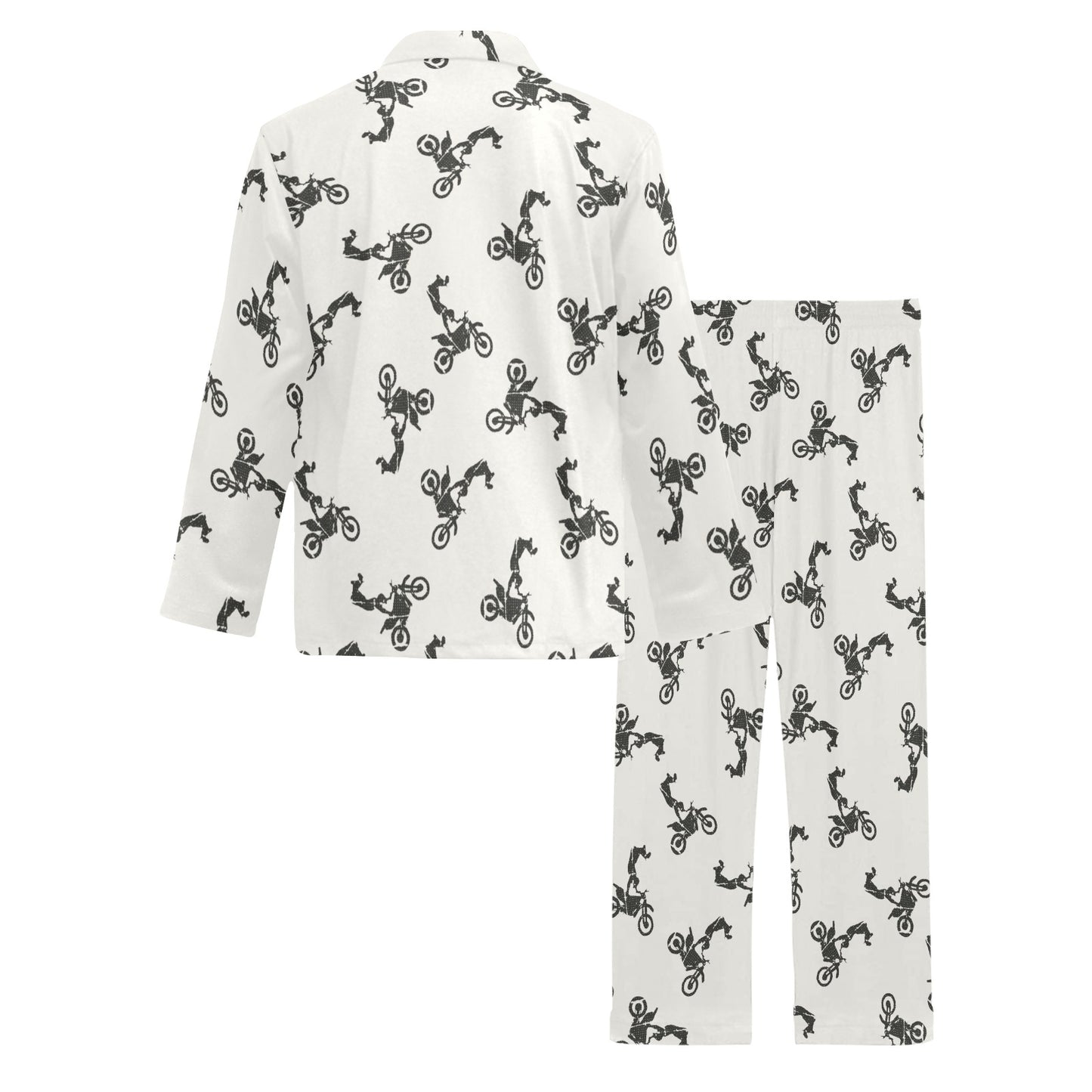 Motocross Pattern Print Design 03 Men's Long Pajama Set