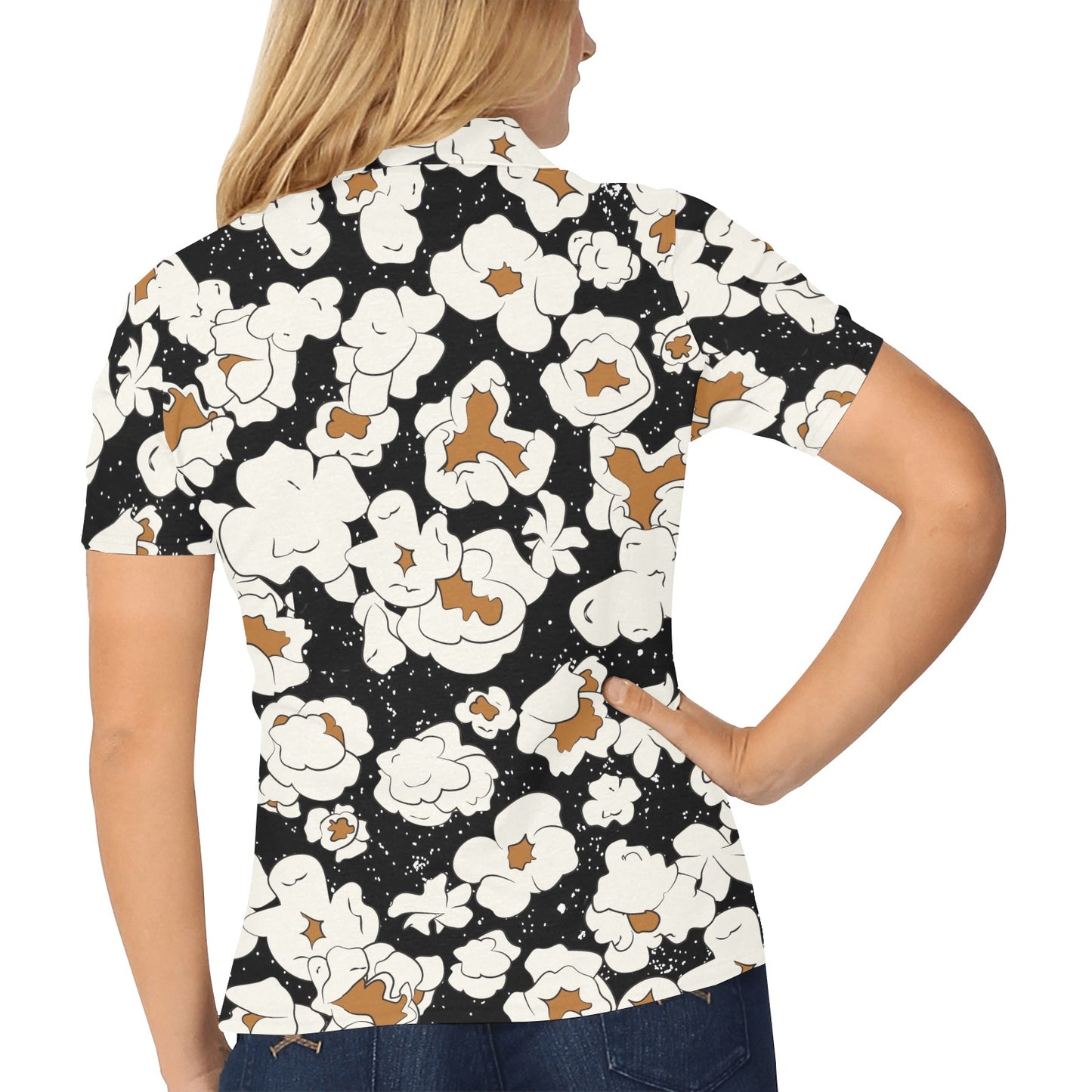 Popcorn Pattern Print Design A02 Women's Polo Shirt