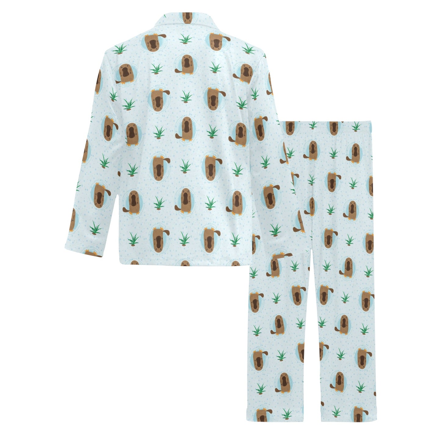Platypus Pattern Print Design A04 Men's Long Pajama Set