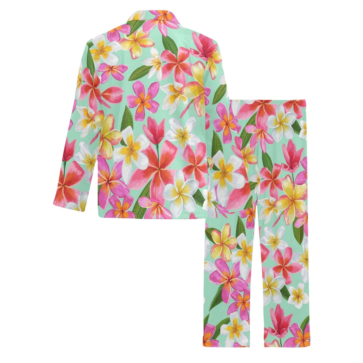 Plumeria Pattern Print Design PM014 Men's Long Pajama Set