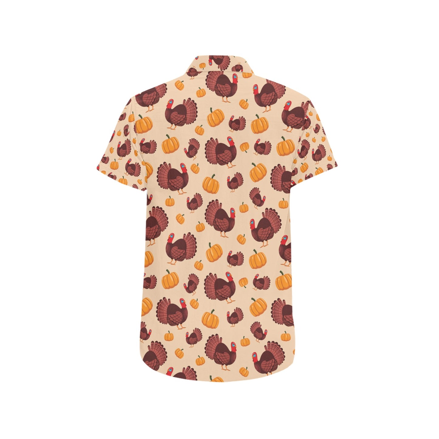 Thanksgiving Print Design LKS308 Men Short Sleeve Button Up Shirt