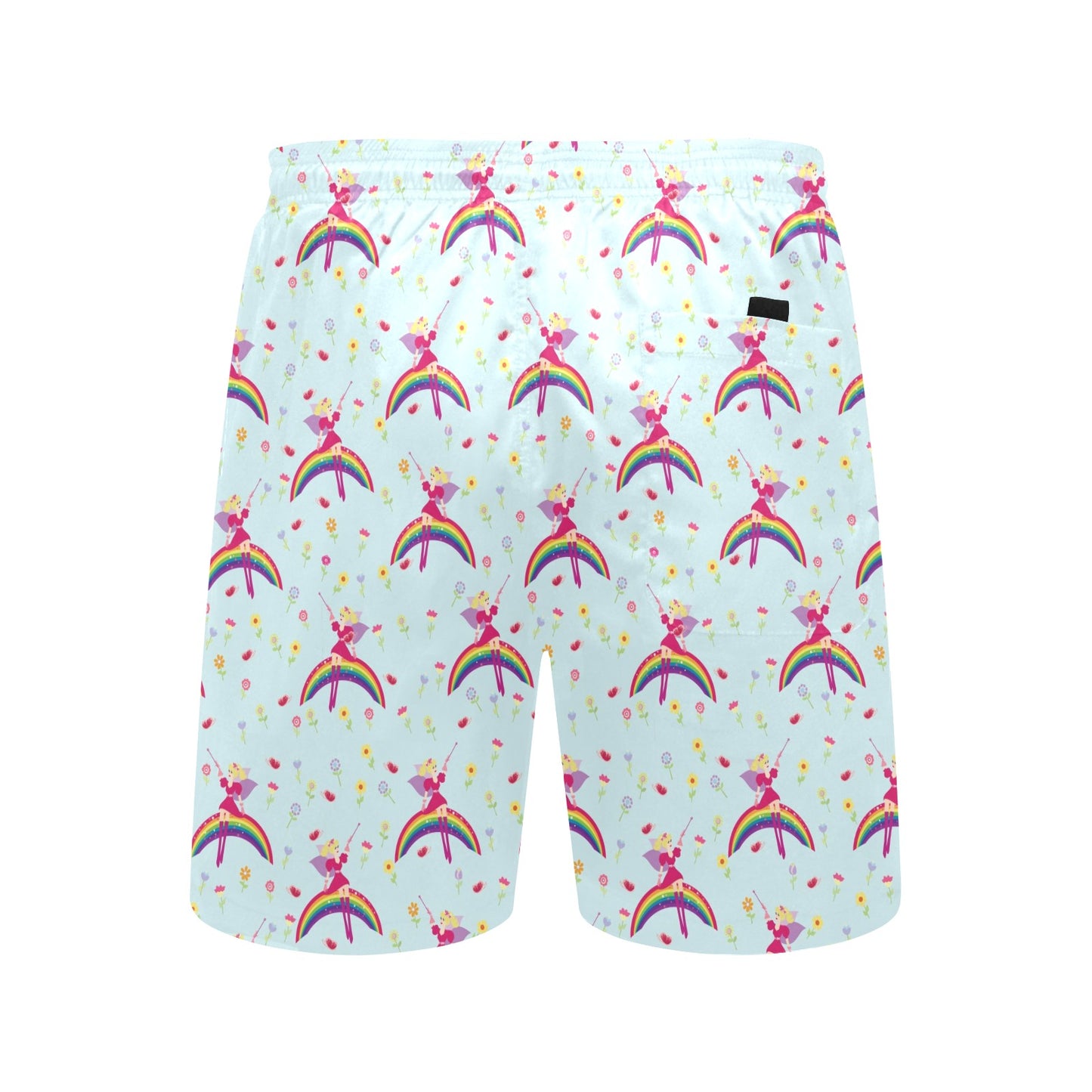 Fairy with Rainbow Print Pattern Men's Swim Trunks Beach Shorts