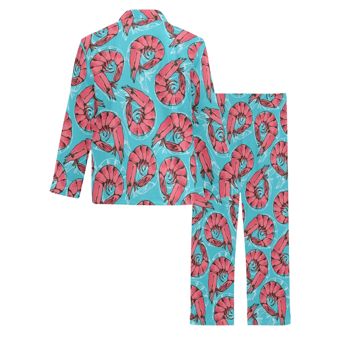 Prawn Pattern Print Design 01 Men's Long Pajama Set