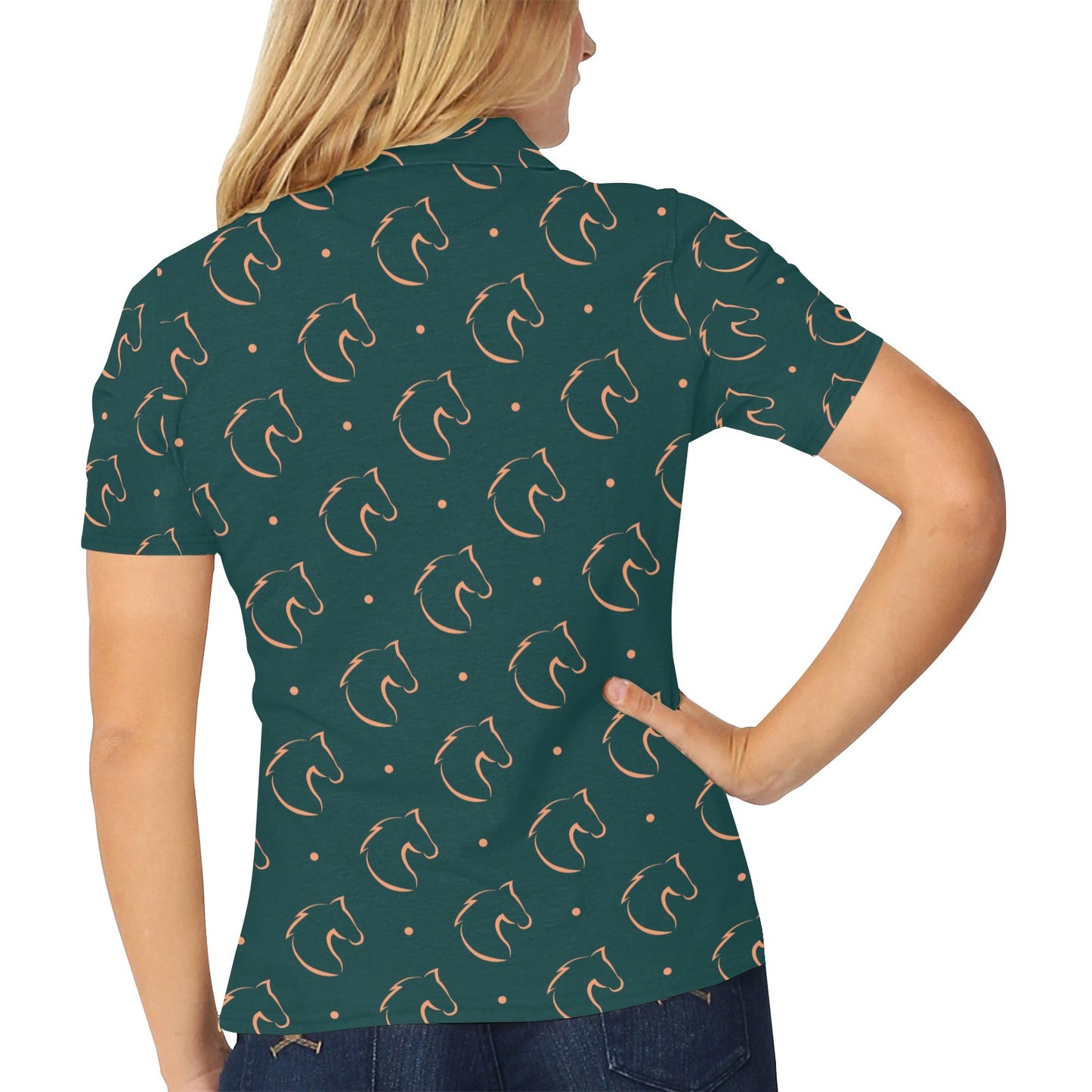 Horse Head Print Design LKS302 Women's Polo Shirt