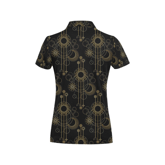 Moon Boho Style Pattern Print Design 01 Women's Polo Shirt