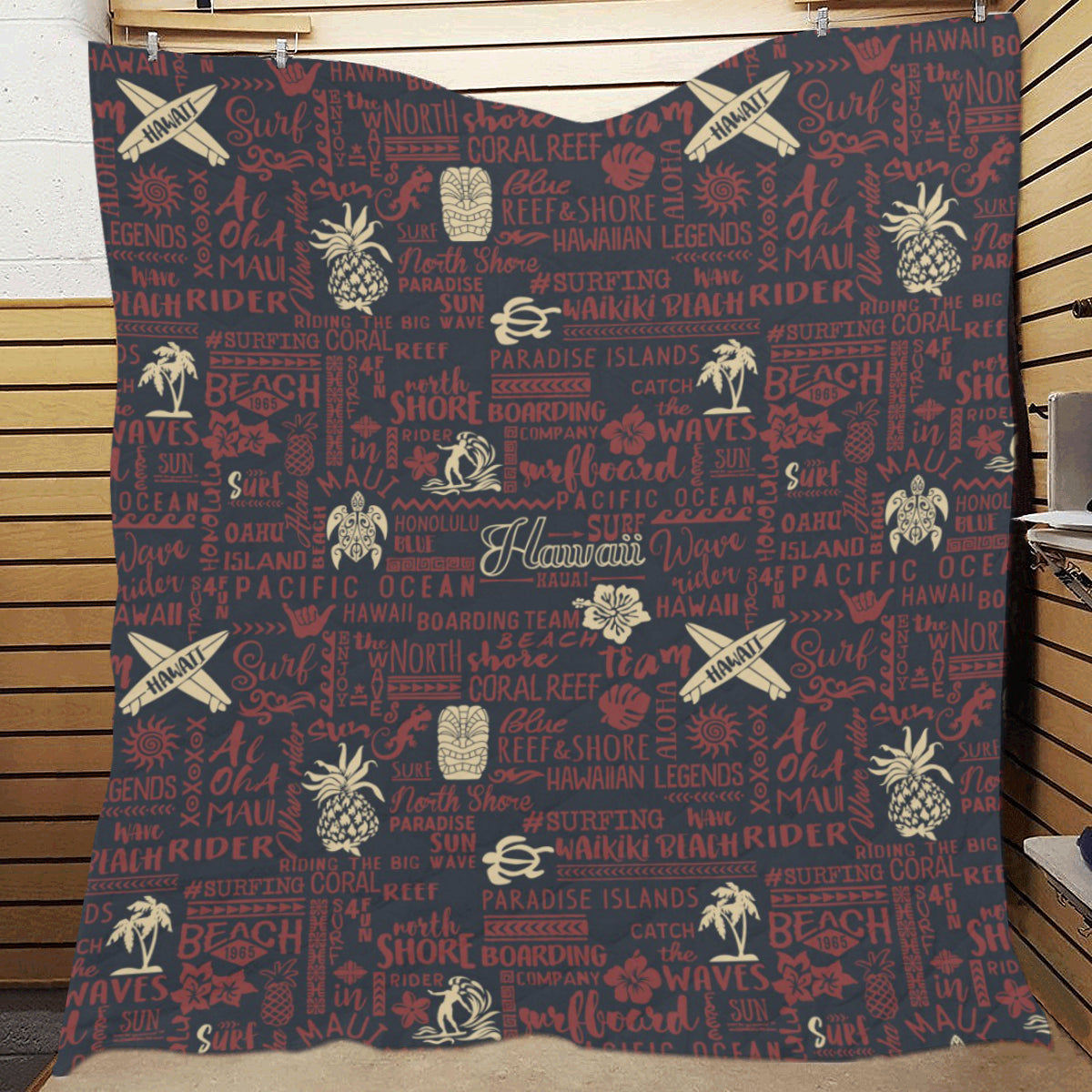 Hawaiian Themed Pattern Print Design H017 Premium Quilt
