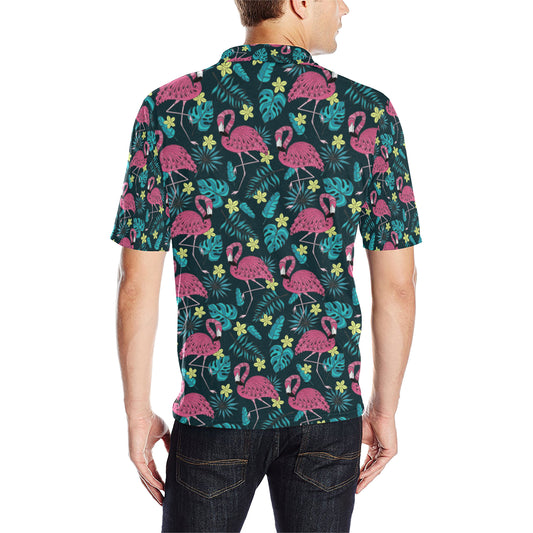 Flamingo Print Pattern Men Polo Shirt