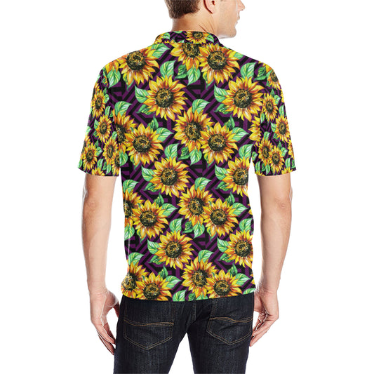 Sunflower Pattern Print Design SF012 Men Polo Shirt