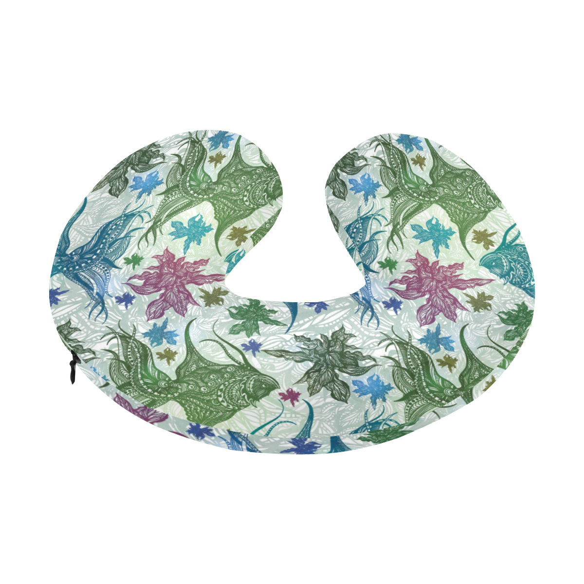 Angelfish Tribal Pattern Print Design 01 U-Shaped Travel Neck Pillow