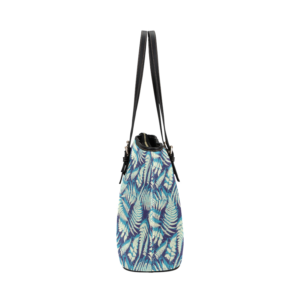 Fern Leave Summer Print Pattern Leather Tote Bag