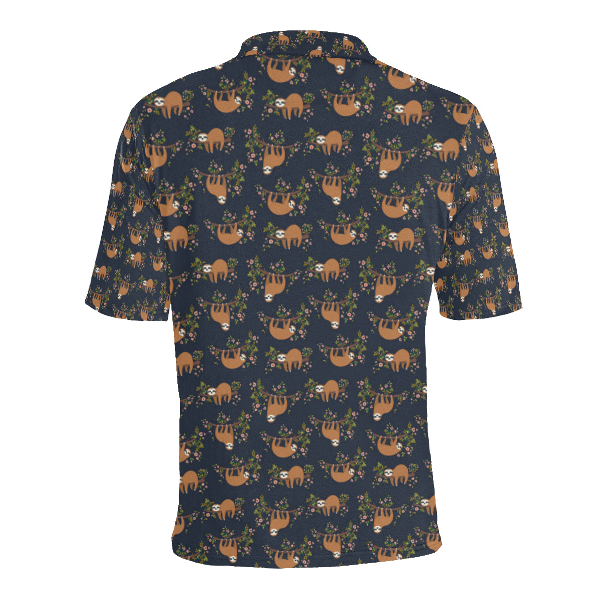 Sloth flower Design Themed Print Men Polo Shirt