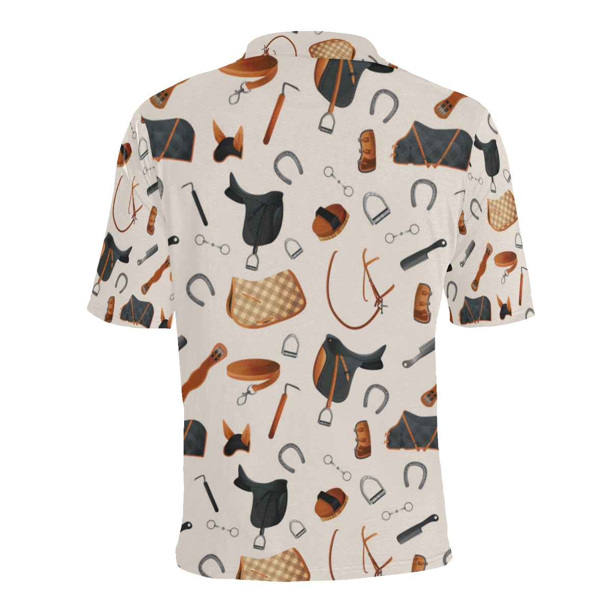 Equestrian Equipment Print Pattern Men Polo Shirt
