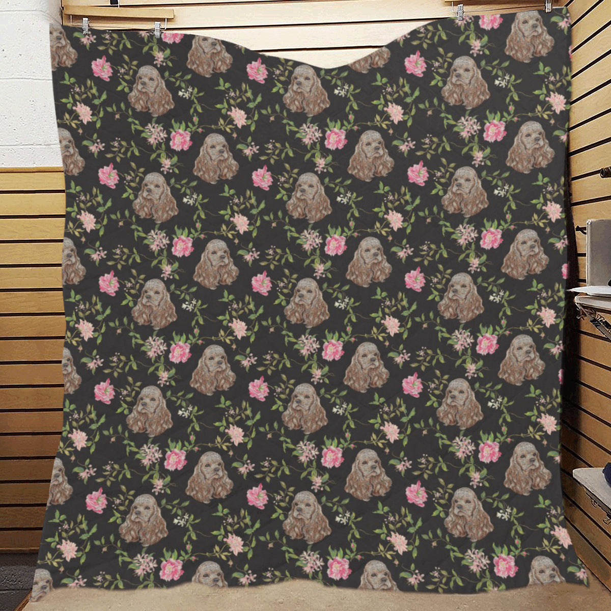 Cocker Pattern Print Design 03 Premium Quilt