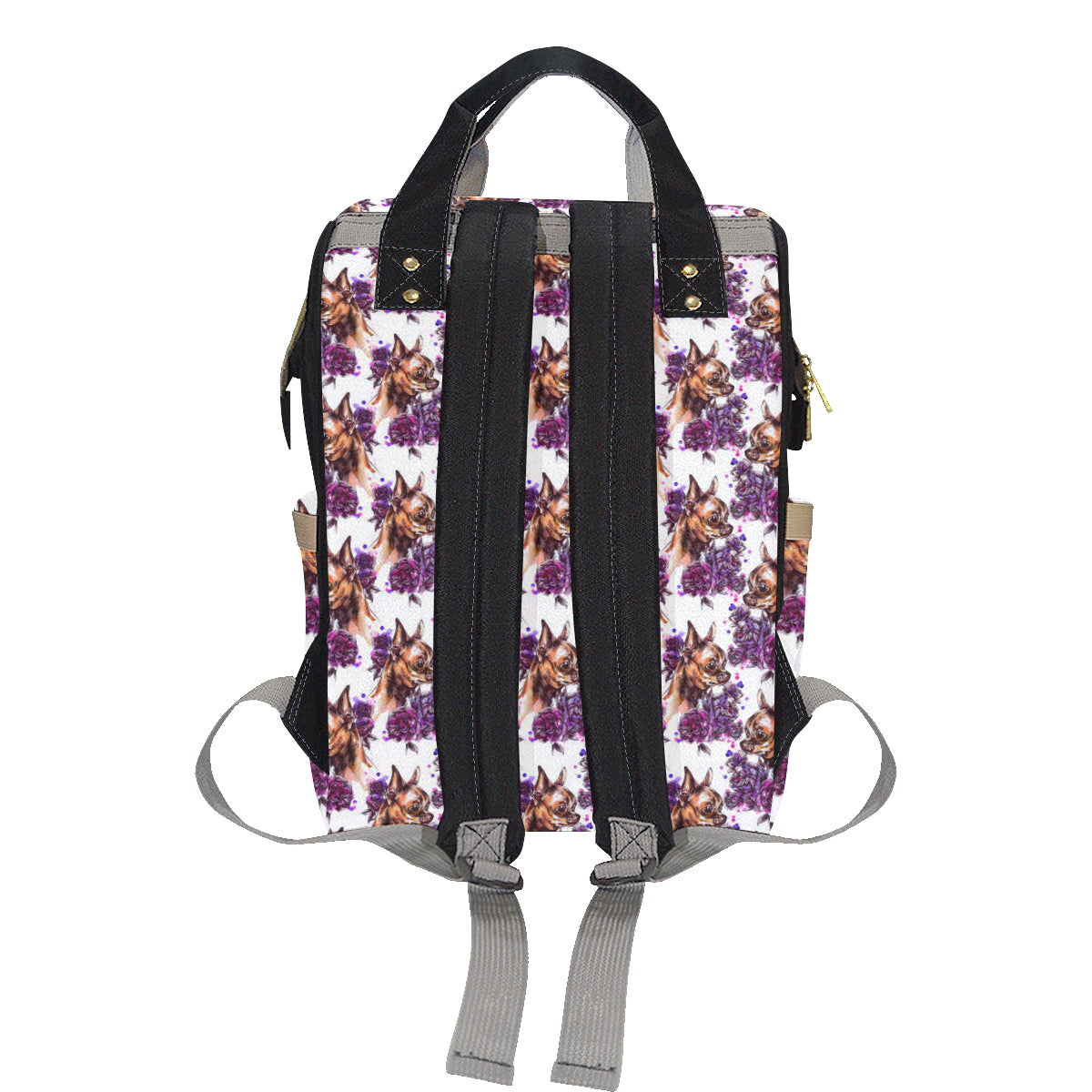 Chihuahua Purple Floral Diaper Bag Backpack