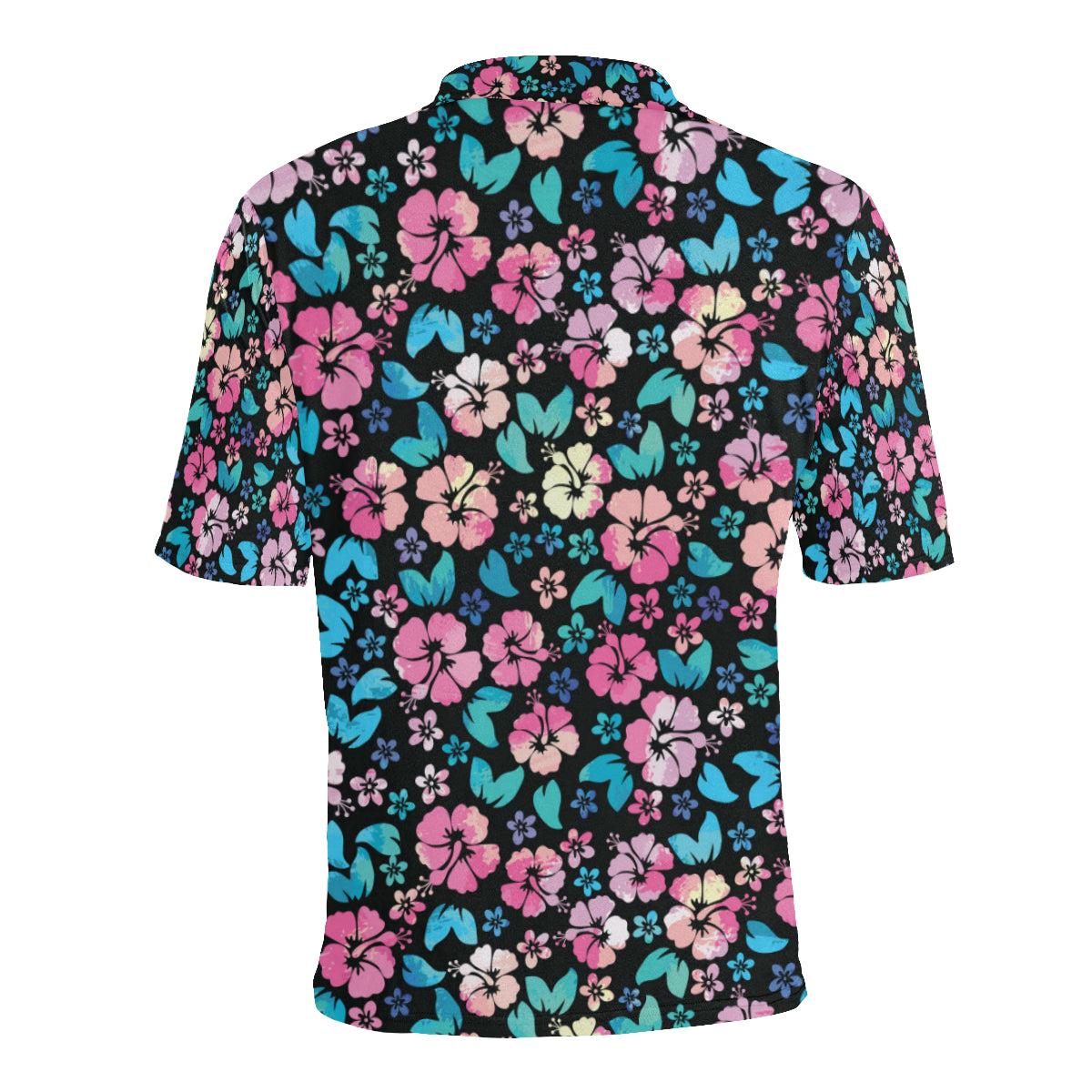 Pink Hibiscus Hawaiian Flower Men Polo Shirt
