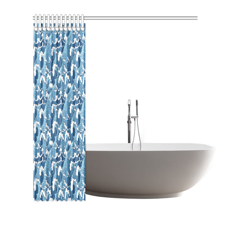 Wave Themed Pattern Print Shower Curtain