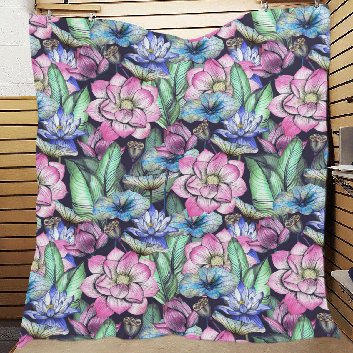Water Lily Pattern Print Design WL07 Premium Quilt