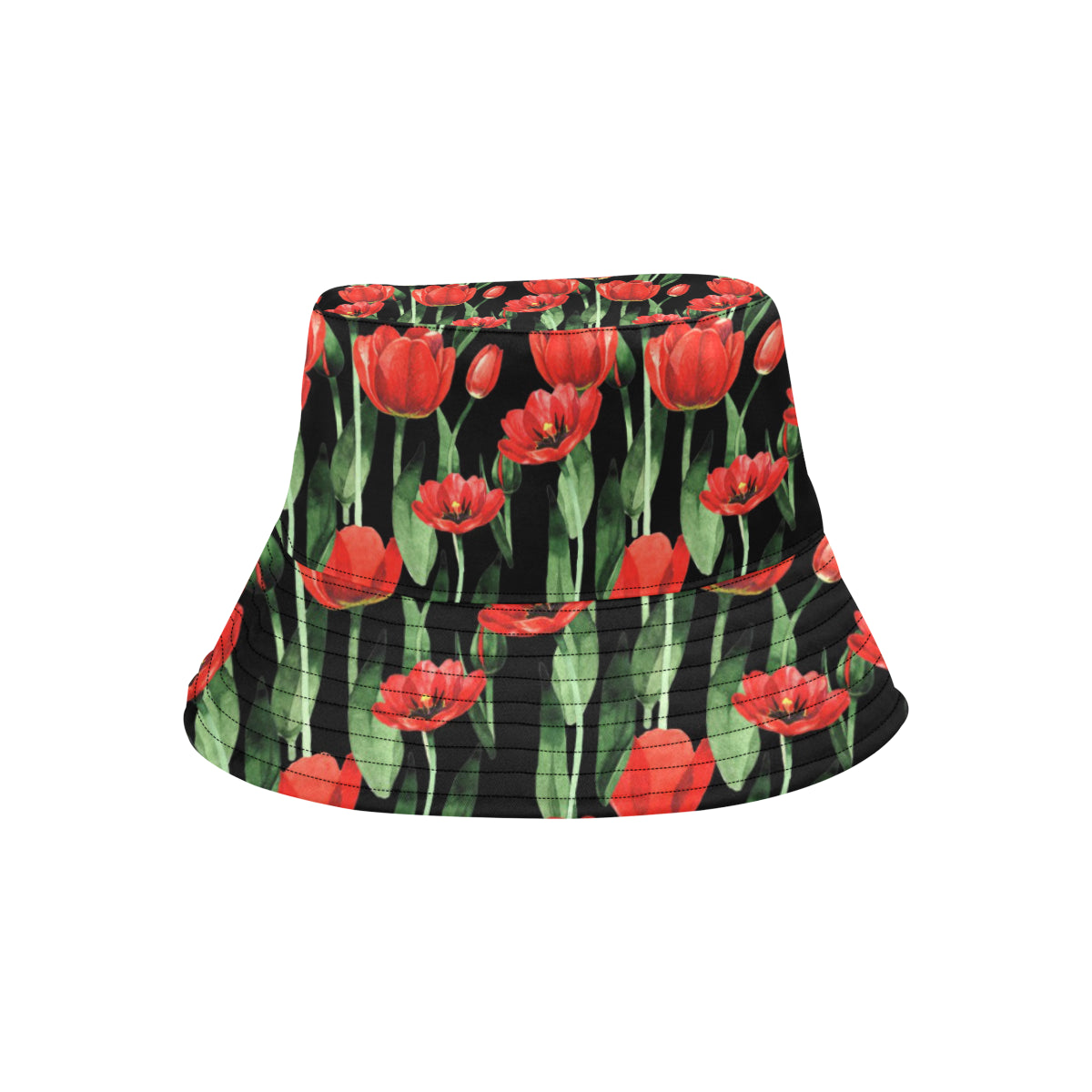 Tulip Red Pattern Print Design TP03 Unisex Bucket Hat
