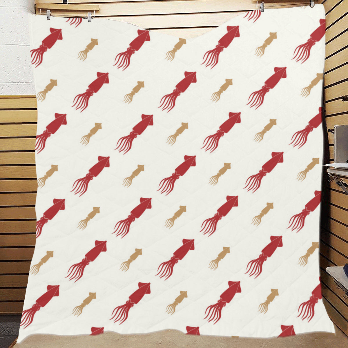 Giant Squid Pattern Print Design 01 Premium Quilt