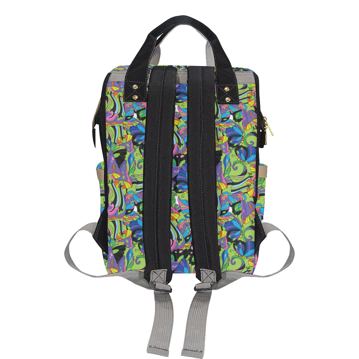 Psychedelic Trippy Mushroom Themed Diaper Bag Backpack