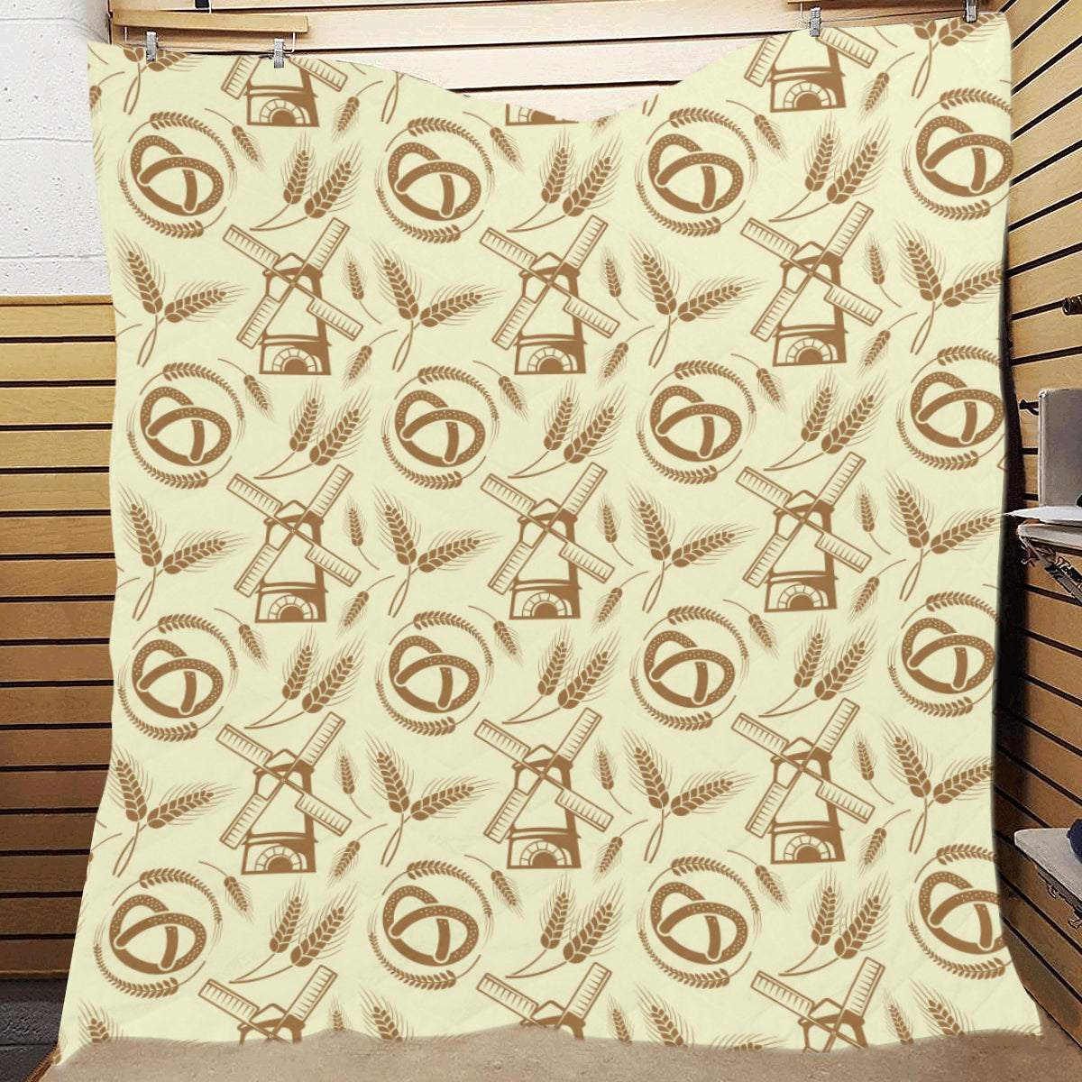 Agricultural Windmills Print Design 03 Premium Quilt