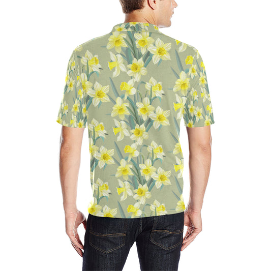 Daffodils Pattern Print Design DF01 Men Polo Shirt