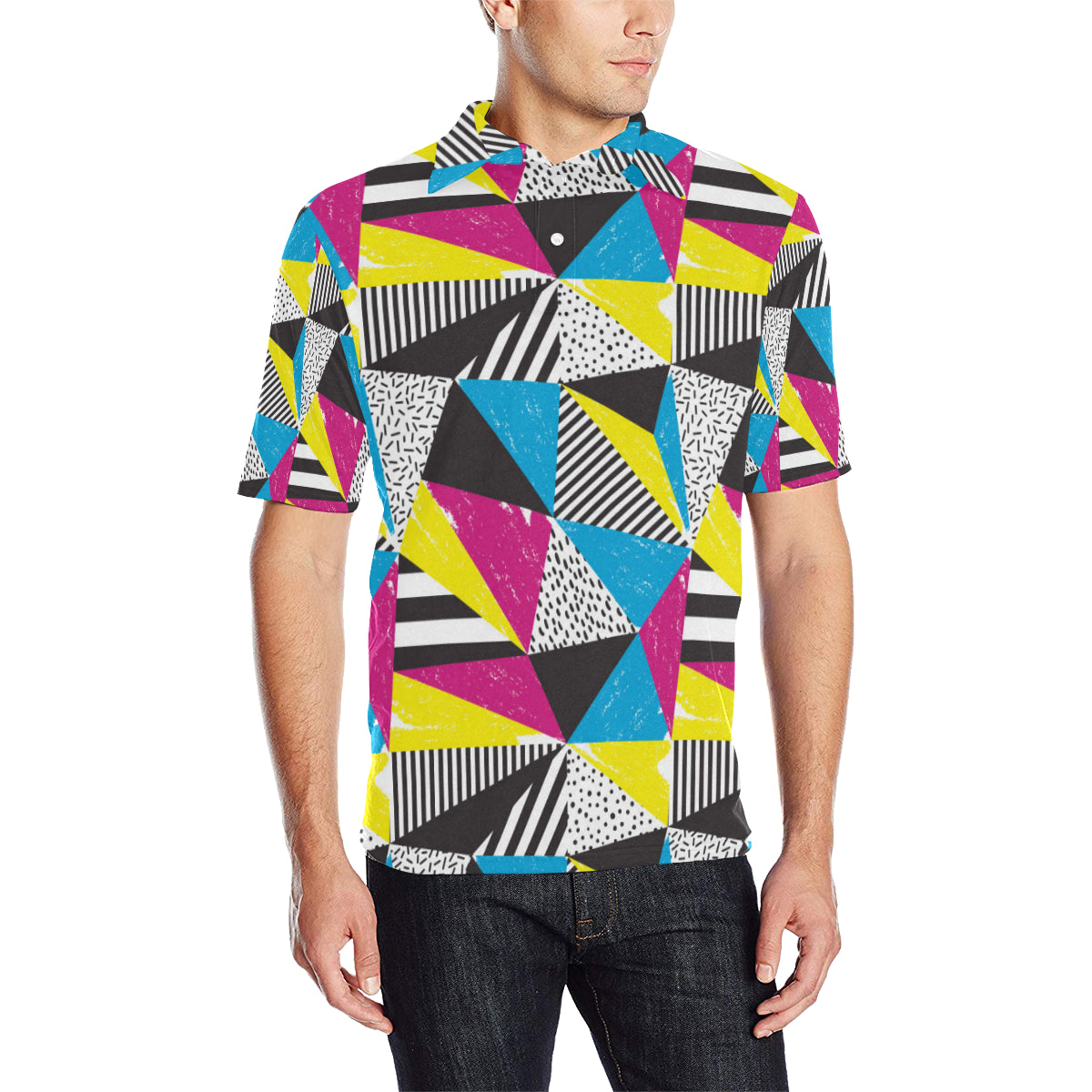 80s Pattern Print Design 2 Men Polo Shirt