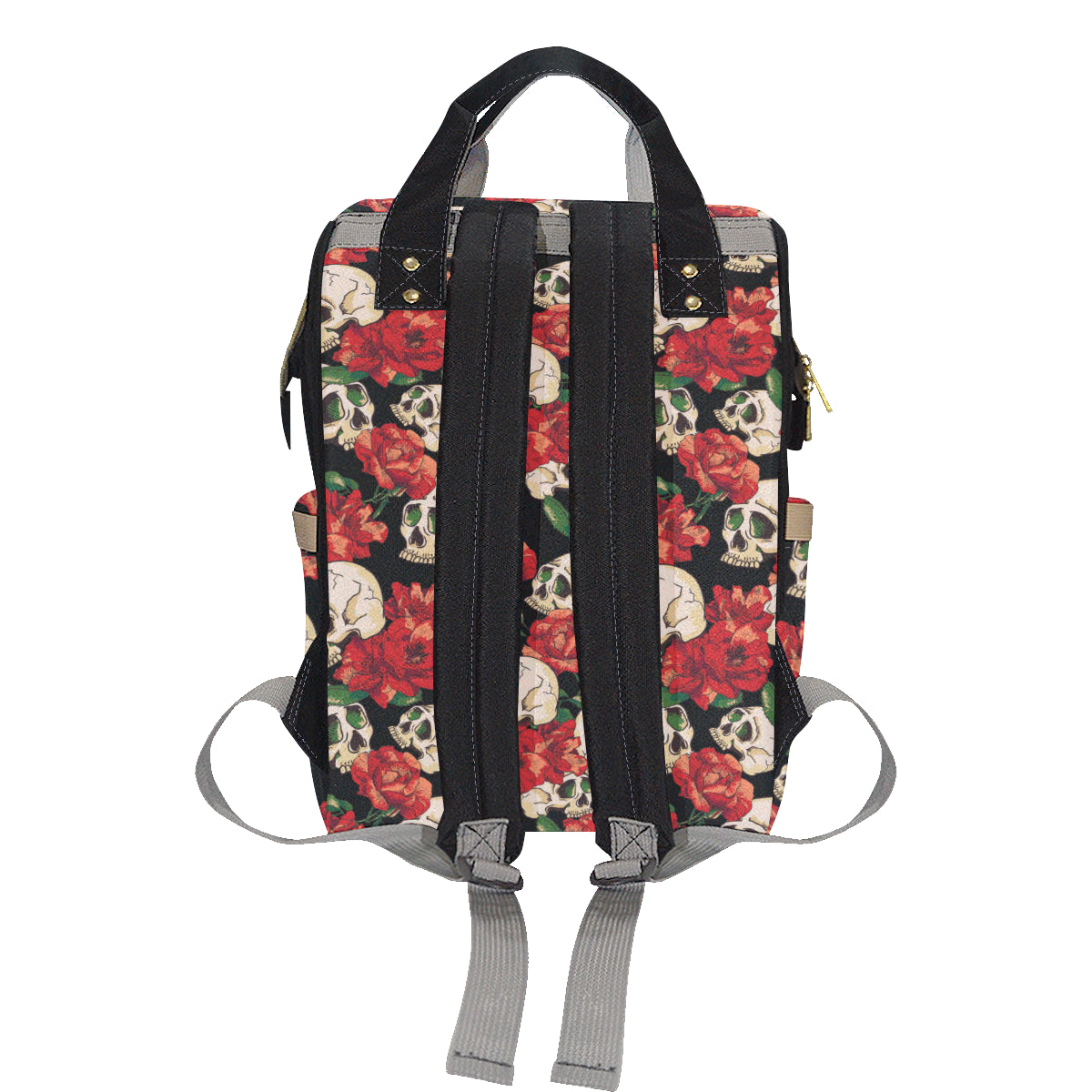 Skull Red Rose Diaper Bag Backpack