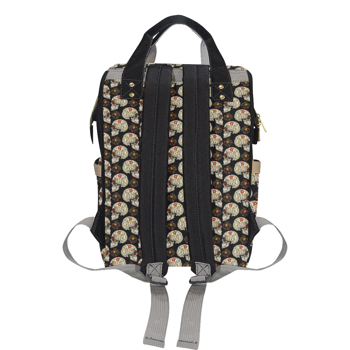 Sugar Skull Flower Design Themed Print Diaper Bag Backpack