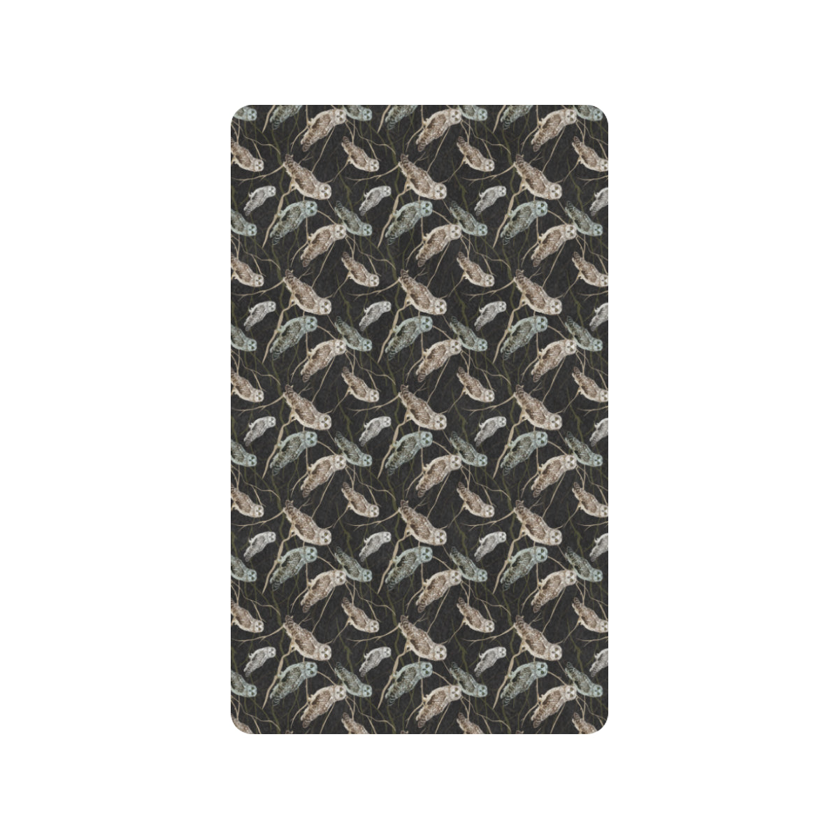 Owl Branch Themed Design Print Rubber Doormat