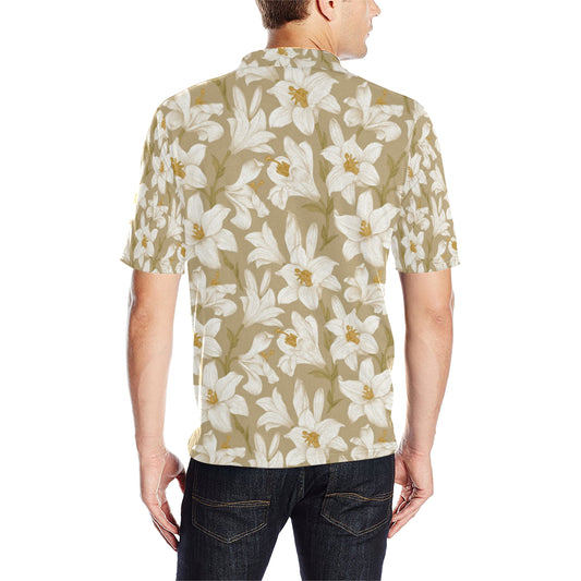 Lily Pattern Print Design LY07 Men Polo Shirt