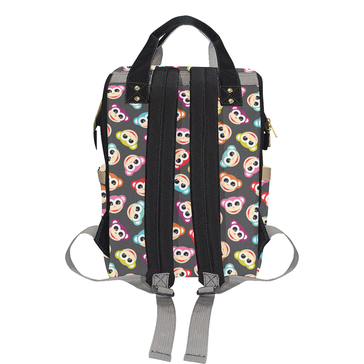 Monkey Head Design Themed Print Diaper Bag Backpack