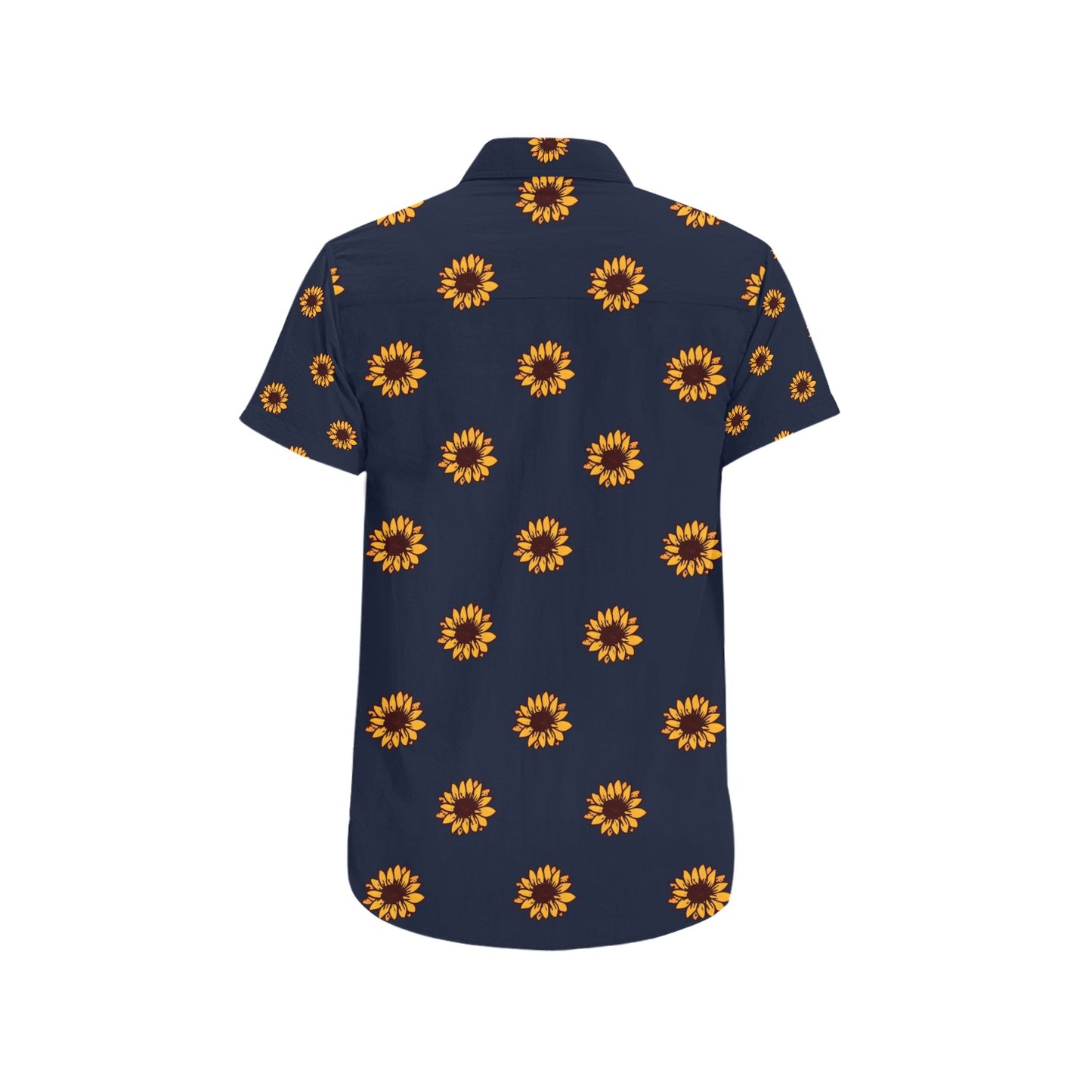 Sunflower Print Design LKS304 Men Short Sleeve Button Up Shirt