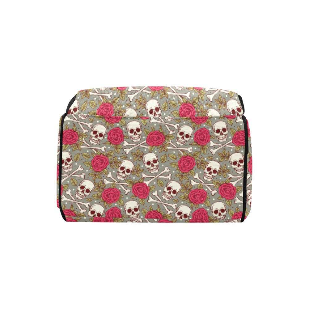 Skull Bone Rose Print Design LKS303 Diaper Bag Backpack