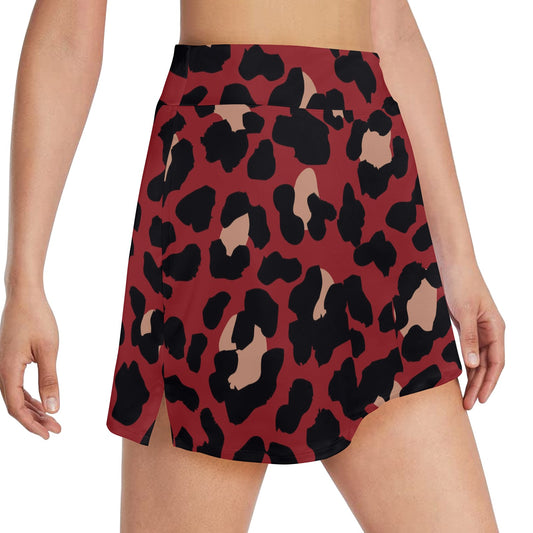 Cheetah Red Print Pattern 17" Golf & Pickleball Skort with Pockets