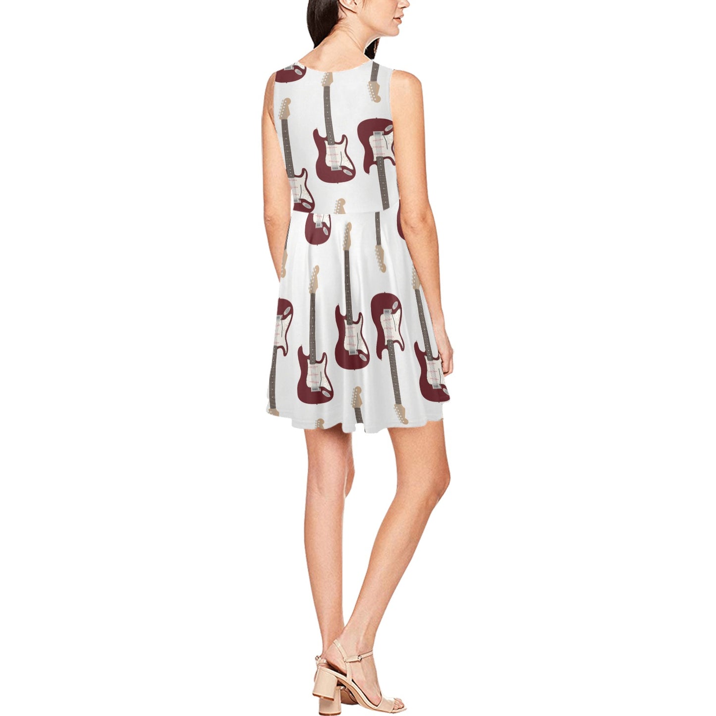 Bass Guitar Pattern Print Design 03 Sleeveless Dress