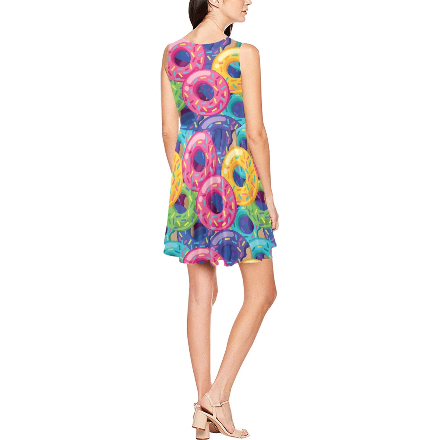 Donut Pattern Print Design DN010 Sleeveless Dress