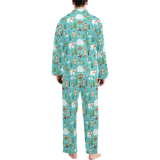 Eskimo Pattern Print Design 01 Men's Long Pajama Set