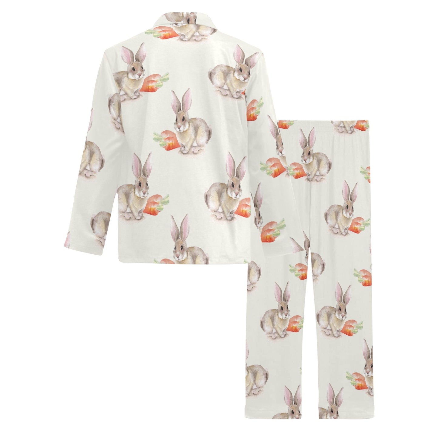 Rabbit Pattern Print Design 01 Men's Long Pajama Set